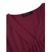 100% Cotton Casual Loose V-Neck Solid Dress For Women