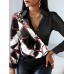 Chain Print Long Sleeve Lapel Button Down Shirt