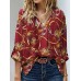 Chain Print Long Sleeve V-neck Blouse For Women