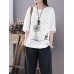 Cotton Flower Printed Round Neck Artsy Thin T-Shirt for Women