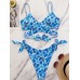 Floral Butterfly Animal Print Tie Cross Split Beach Bikini Women Swimsuit