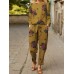 Flower Pocket Tie Elastic Waist Long Sleeve Two Pieces Set