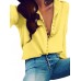 Long Sleeve Low Cut Casual Blouse Buttons Down Shirts