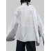 Long Sleeve Solid Color Lapel Pocket Irregular Hem Shirts For Women