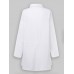 Long Sleeve Solid Color Lapel Pocket Irregular Hem Shirts For Women