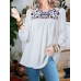 O-Neck Floral Bohemian Leisure Full Sleeve Blouses For Women