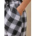 Plaid Print Knotted Pocket High Waist Loose Casual Pants For Women