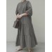 Plus Size Solid Color Tiered Ruffle Long Sleeve Shirt Casual Maxi Dresses For Women