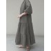 Plus Size Solid Color Tiered Ruffle Long Sleeve Shirt Casual Maxi Dresses For Women