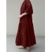 Plus Size Solid Color Tiered Ruffle Long Sleeve Shirt Casual Maxi Dresses For Women