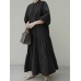 Plus Size Solid Color Tiered Ruffle Long Sleeve Shirt Casual Maxi Dresses For Women