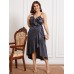 Plus Size Spaghetti Wrap Design Ruffle Trim Dress