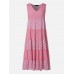 Polka Dot Patchwork V-neck Sleeveless Summer Plus Size Dress