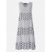 Polka Dot Patchwork V-neck Sleeveless Summer Plus Size Dress