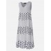 Polka Dot Patchwork V-neck Sleeveless Summer Plus Size Dress