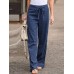 S-5XL Women Elastic Waist Casual Wide Legs Long Pants Solid Yoga Trousers