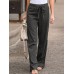 S-5XL Women Elastic Waist Casual Wide Legs Long Pants Solid Yoga Trousers