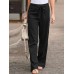 S-5XL Women Elastic Waist Casual Wide Legs Long Pants Solid Yoga Trousers