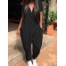 Short Sleeve V-Neck Side Pockets Simple And Comfortable Jumpsuit