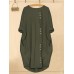 Solid Color Button Irregular Casual Dress with Pockets