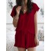 Solid Color Home Loungewear V-neck Short Sleeve Two Piece Set