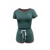 Solid Color O-neck Short Sleeve T-shirts Drawstring Waist Casual Shorts