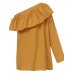 Solid Color Ruffles Irregular One Shoulder Holiday Daily Casual Blouse For Women