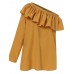 Solid Color Ruffles Irregular One Shoulder Holiday Daily Casual Blouse For Women