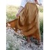 Solid Elastic Waist Linen Cotton Skirts