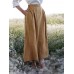 Solid Elastic Waist Linen Cotton Skirts