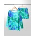 Tie Dye Women Long Sleeve Drawstring Pocket Shorts Casual Home Two-piece Set