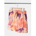 Tie Dye Women Long Sleeve Drawstring Pocket Shorts Casual Home Two-piece Set