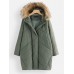 Twill Detachable Fur Collar Hooded Thicken Plus Size Winter Coats