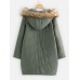 Twill Detachable Fur Collar Hooded Thicken Plus Size Winter Coats