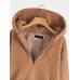 Villus Faux Fur Zipper Hooded Coats with Pocket