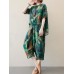 Vintage Print High-low Calf Length Side Pocket Casual Two-piece Suit For Women