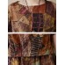 Vintage Print High-low Calf Length Side Pocket Casual Two-piece Suit For Women