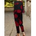 Vintage Print Tie Elastic Waist Pocket Long Sleeve Two Pieces Set