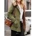 Winter Women Pure Color Fur Collar Hooded Thicken Coats