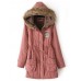 Winter Women Pure Color Fur Collar Hooded Thicken Coats