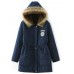 Winter Women Pure Color Fur Collar Hooded Thicken Coats