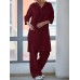 Women 100% Cotton Solid Ankle Length Elastic Waist Two-Piece Sets