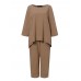 Women 100% Cotton Solid Color Ankle Length Side Pockets Two-Piece Sets