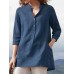 Women 3/4 Sleeve V Neck Button Down Tops Casual Loose Shirts Blouse