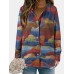 Women All Over Abstract Print Button Up O-Neck Casual Coats