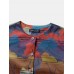 Women All Over Abstract Print Button Up O-Neck Casual Coats