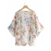 Women Bat Sleeve Floral Print Bohemian Style Simple Casual Cardigan