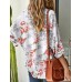 Women Bohemian Floral Printed Button Cuffs V-Neck Adjustable Sleeve Shirts