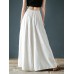 Women Casual Cotton Back Elastic Waist Loose Wide Leg Pants with Side Pockets