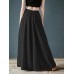 Women Casual Cotton Back Elastic Waist Loose Wide Leg Pants with Side Pockets